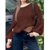 imageZESICA Womens Casual Long Sleeve Crew Neck Pullover 2025 Spring Ribbed Knit Loose Contrast Color Sweater TopsCoffee