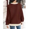 imageZESICA Womens Casual Long Sleeve Crew Neck Pullover 2025 Spring Ribbed Knit Loose Contrast Color Sweater TopsCoffee