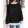 imageZESICA Womens Casual Long Sleeve Crew Neck Pullover 2025 Spring Ribbed Knit Loose Contrast Color Sweater TopsDark