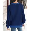 imageZESICA Womens Casual Long Sleeve Crew Neck Pullover 2025 Spring Ribbed Knit Loose Contrast Color Sweater TopsNavy