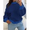 imageZESICA Womens Casual Long Sleeve Crew Neck Pullover 2025 Spring Ribbed Knit Loose Contrast Color Sweater TopsNavy