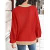 imageZESICA Womens Casual Long Sleeve Crew Neck Pullover 2025 Spring Ribbed Knit Loose Contrast Color Sweater TopsRed
