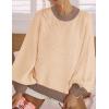 imageZESICA Womens Casual Long Sleeve Crew Neck Pullover 2025 Spring Ribbed Knit Loose Contrast Color Sweater TopsToffee