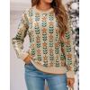 imageZESICA Womens Long Sleeve Crewneck Sweater 2025 Fall Printed Cute Oversized Knitted Pullover Tops Trendy ClothesApricot