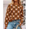 imageZESICA Womens Long Sleeve Crewneck Sweater 2025 Fall Printed Cute Oversized Knitted Pullover Tops Trendy ClothesCaramel