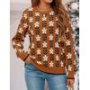 imageZESICA Womens Long Sleeve Crewneck Sweater 2025 Fall Printed Cute Oversized Knitted Pullover Tops Trendy ClothesCaramel