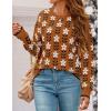 imageZESICA Womens Long Sleeve Crewneck Sweater 2025 Fall Printed Cute Oversized Knitted Pullover Tops Trendy ClothesCaramel