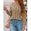 imageZESICA Womens Long Sleeve Crewneck Sweater 2025 Fall Printed Cute Oversized Knitted Pullover Tops Trendy ClothesKhaki