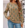 imageZESICA Womens Long Sleeve Crewneck Sweater 2025 Fall Printed Cute Oversized Knitted Pullover Tops Trendy ClothesKhaki