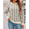 imageZESICA Womens Long Sleeve Crewneck Sweater 2025 Fall Printed Cute Oversized Knitted Pullover Tops Trendy ClothesWhite