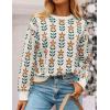imageZESICA Womens Long Sleeve Crewneck Sweater 2025 Fall Printed Cute Oversized Knitted Pullover Tops Trendy ClothesWhite