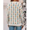 imageZESICA Womens Long Sleeve Crewneck Sweater 2025 Fall Printed Cute Oversized Knitted Pullover Tops Trendy ClothesWhite