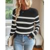 imageZESICA Womens Long Sleeve Lightweight Striped Tops Fall Crewneck Ribbed Knit ShirtsBlack