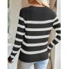 imageZESICA Womens Long Sleeve Lightweight Striped Tops Fall Crewneck Ribbed Knit ShirtsBlack