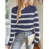 imageZESICA Womens Long Sleeve Lightweight Striped Tops Fall Crewneck Ribbed Knit ShirtsDarkblue