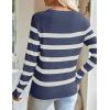 imageZESICA Womens Long Sleeve Lightweight Striped Tops Fall Crewneck Ribbed Knit ShirtsDarkblue