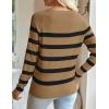 imageZESICA Womens Long Sleeve Lightweight Striped Tops Fall Crewneck Ribbed Knit ShirtsKhaki