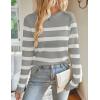 imageZESICA Womens Long Sleeve Lightweight Striped Tops Fall Crewneck Ribbed Knit ShirtsLightgrey