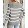 imageZESICA Womens Long Sleeve Lightweight Striped Tops Fall Crewneck Ribbed Knit ShirtsLightgrey