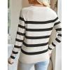 imageZESICA Womens Long Sleeve Lightweight Striped Tops Fall Crewneck Ribbed Knit ShirtsWhite