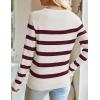 imageZESICA Womens Long Sleeve Lightweight Striped Tops Fall Crewneck Ribbed Knit ShirtsWine