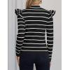imageZESICA Womens Striped Ruffle Long Sleeve Tops Fall Turtleneck Ribbed Knit Slim Fit Basic Shirt Casual Pullover SweaterBlack