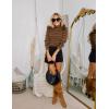 imageZESICA Womens Striped Ruffle Long Sleeve Tops Fall Turtleneck Ribbed Knit Slim Fit Basic Shirt Casual Pullover SweaterBrown