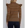 imageZESICA Womens Striped Ruffle Long Sleeve Tops Fall Turtleneck Ribbed Knit Slim Fit Basic Shirt Casual Pullover SweaterBrown