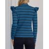 imageZESICA Womens Striped Ruffle Long Sleeve Tops Fall Turtleneck Ribbed Knit Slim Fit Basic Shirt Casual Pullover SweaterDark Blue