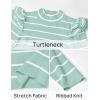 imageZESICA Womens Striped Ruffle Long Sleeve Tops Fall Turtleneck Ribbed Knit Slim Fit Basic Shirt Casual Pullover SweaterMint