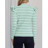 imageZESICA Womens Striped Ruffle Long Sleeve Tops Fall Turtleneck Ribbed Knit Slim Fit Basic Shirt Casual Pullover SweaterMint
