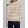 imageZESICA Womens Striped Ruffle Long Sleeve Tops Fall Turtleneck Ribbed Knit Slim Fit Basic Shirt Casual Pullover SweaterSand