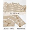 imageZESICA Womens Striped Ruffle Long Sleeve Tops Fall Turtleneck Ribbed Knit Slim Fit Basic Shirt Casual Pullover SweaterSand