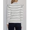 imageZESICA Womens Striped Ruffle Long Sleeve Tops Fall Turtleneck Ribbed Knit Slim Fit Basic Shirt Casual Pullover SweaterWhite