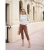 imageZESICA Womens Striped Ruffle Long Sleeve Tops Fall Turtleneck Ribbed Knit Slim Fit Basic Shirt Casual Pullover SweaterWhite