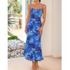imageZESICA Womens Summer Floral Spaghetti Straps Maxi Dress 2025 Sleeveless Square Neck Bodycon Beach Boho Long DressesBlue