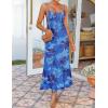 imageZESICA Womens Summer Floral Spaghetti Straps Maxi Dress 2025 Sleeveless Square Neck Bodycon Beach Boho Long DressesBlue