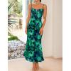 imageZESICA Womens Summer Floral Spaghetti Straps Maxi Dress 2025 Sleeveless Square Neck Bodycon Beach Boho Long DressesGreen