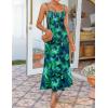imageZESICA Womens Summer Floral Spaghetti Straps Maxi Dress 2025 Sleeveless Square Neck Bodycon Beach Boho Long DressesGreen
