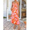 imageZESICA Womens Summer Floral Spaghetti Straps Maxi Dress 2025 Sleeveless Square Neck Bodycon Beach Boho Long DressesOrange