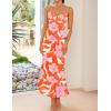 imageZESICA Womens Summer Floral Spaghetti Straps Maxi Dress 2025 Sleeveless Square Neck Bodycon Beach Boho Long DressesOrange