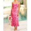 imageZESICA Womens Summer Floral Spaghetti Straps Maxi Dress 2025 Sleeveless Square Neck Bodycon Beach Boho Long DressesRose