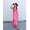 imageZESICA Womens Summer Floral Spaghetti Straps Maxi Dress 2025 Sleeveless Square Neck Bodycon Beach Boho Long DressesRose