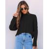 imageZESICA Womens Sweaters Fall Winter Long Sleeve Mock Neck Solid Color Casual Loose Chunky Pullover SweaterBlack