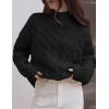 imageZESICA Womens Sweaters Fall Winter Long Sleeve Mock Neck Solid Color Casual Loose Chunky Pullover SweaterBlack