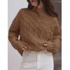 imageZESICA Womens Sweaters Fall Winter Long Sleeve Mock Neck Solid Color Casual Loose Chunky Pullover SweaterClay