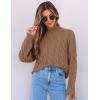 imageZESICA Womens Sweaters Fall Winter Long Sleeve Mock Neck Solid Color Casual Loose Chunky Pullover SweaterClay