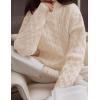 imageZESICA Womens Sweaters Fall Winter Long Sleeve Mock Neck Solid Color Casual Loose Chunky Pullover SweaterCream
