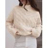imageZESICA Womens Sweaters Fall Winter Long Sleeve Mock Neck Solid Color Casual Loose Chunky Pullover SweaterCream