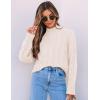imageZESICA Womens Sweaters Fall Winter Long Sleeve Mock Neck Solid Color Casual Loose Chunky Pullover SweaterCream